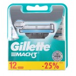 Сменные кассеты картриджи для бритья Gillette Mach3, 12 шт