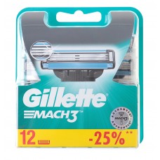 Сменные кассеты картриджи для бритья Gillette Mach3 12 штук купить оптом